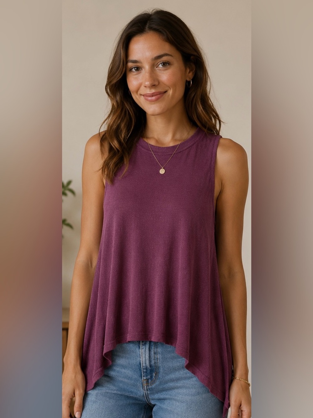 Pink Republic Sleeveless Tank Top in Plum
